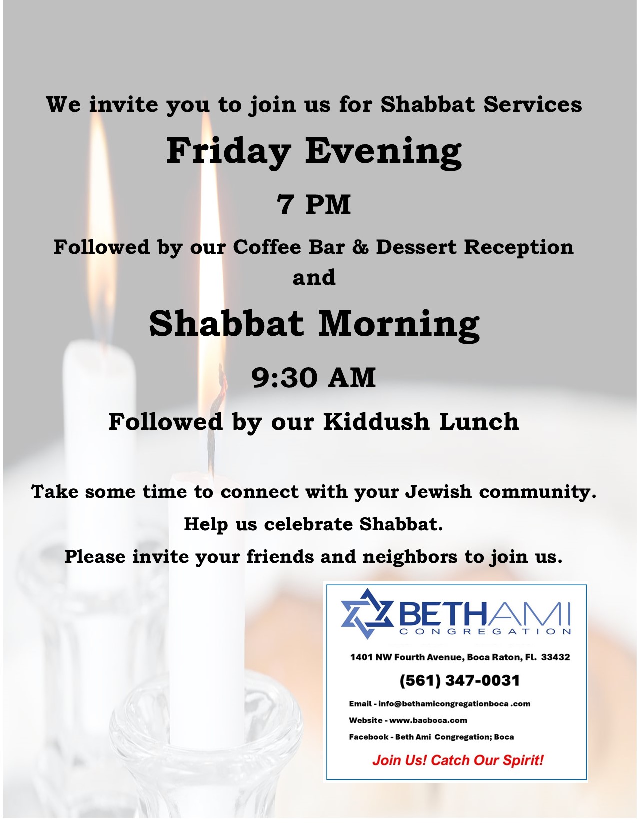Friday Evening & Shabbat Morning Services