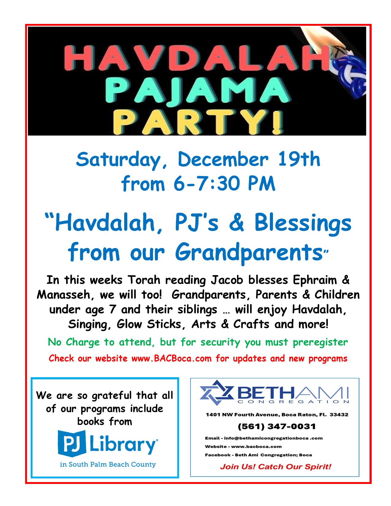 Havdallah PJ Party December 19