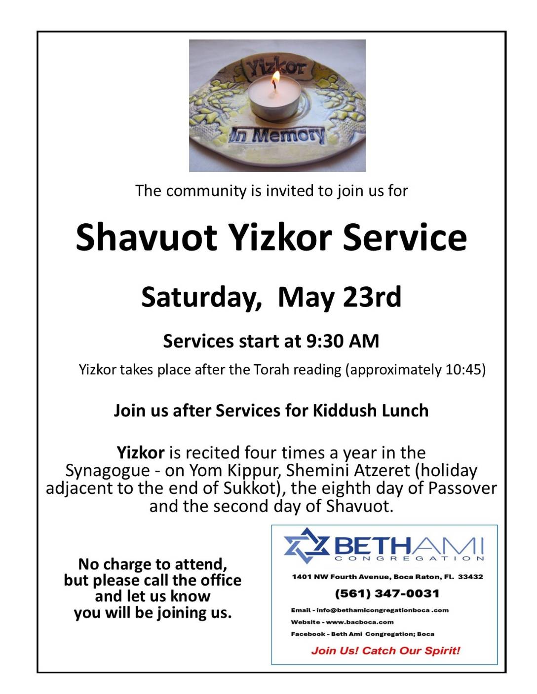 Shavuot Yiskor Service May 23 PDF
