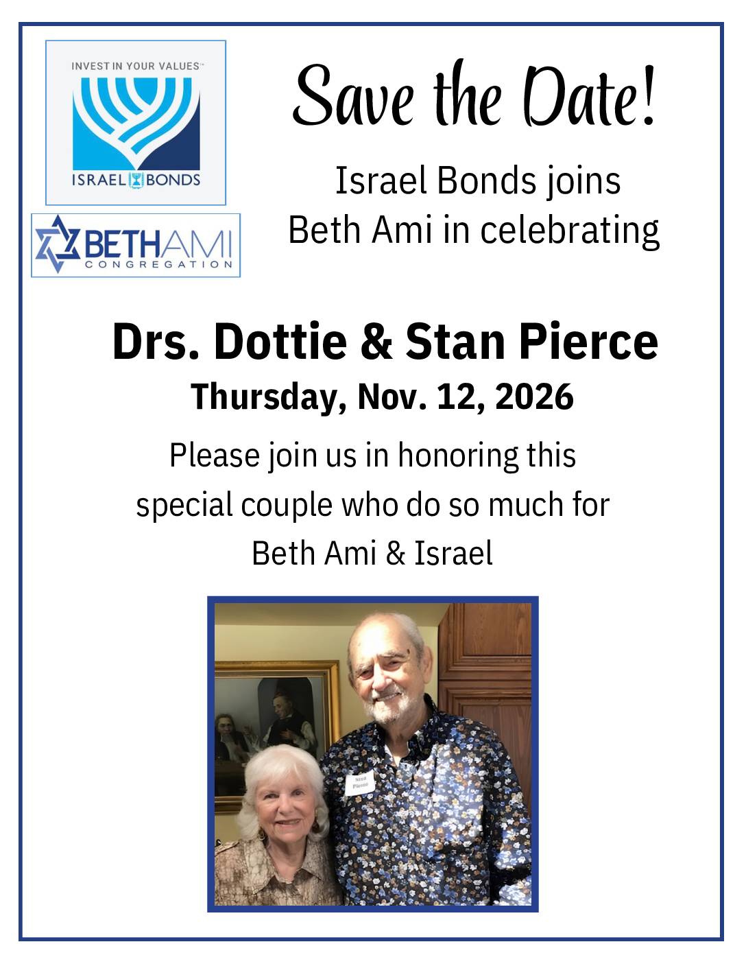 Israel Bonds Joins Beth Ami Thursday, Nov 12, 2026